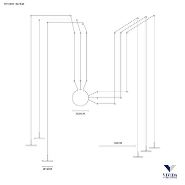 Mystery sospensione 6 luci bianco 60w 3000k Vivida international Lampade a sospensione